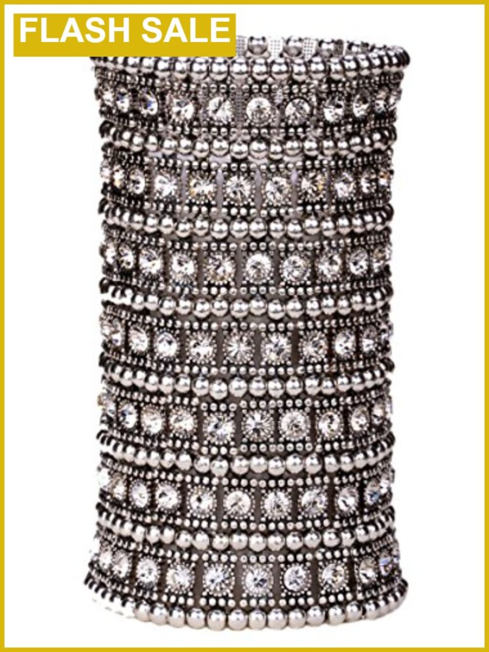 Crystal Cuff Bracelet Multilayer Stretch Wide Band